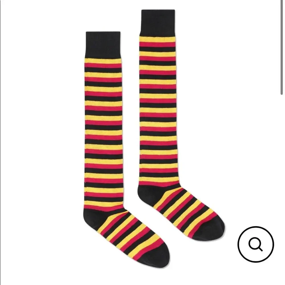 NWT rowing blazers over the knee striped socks -  black yellow and red